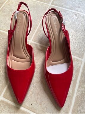 BCBGeneration Red Patent Pointed Slingback Flats